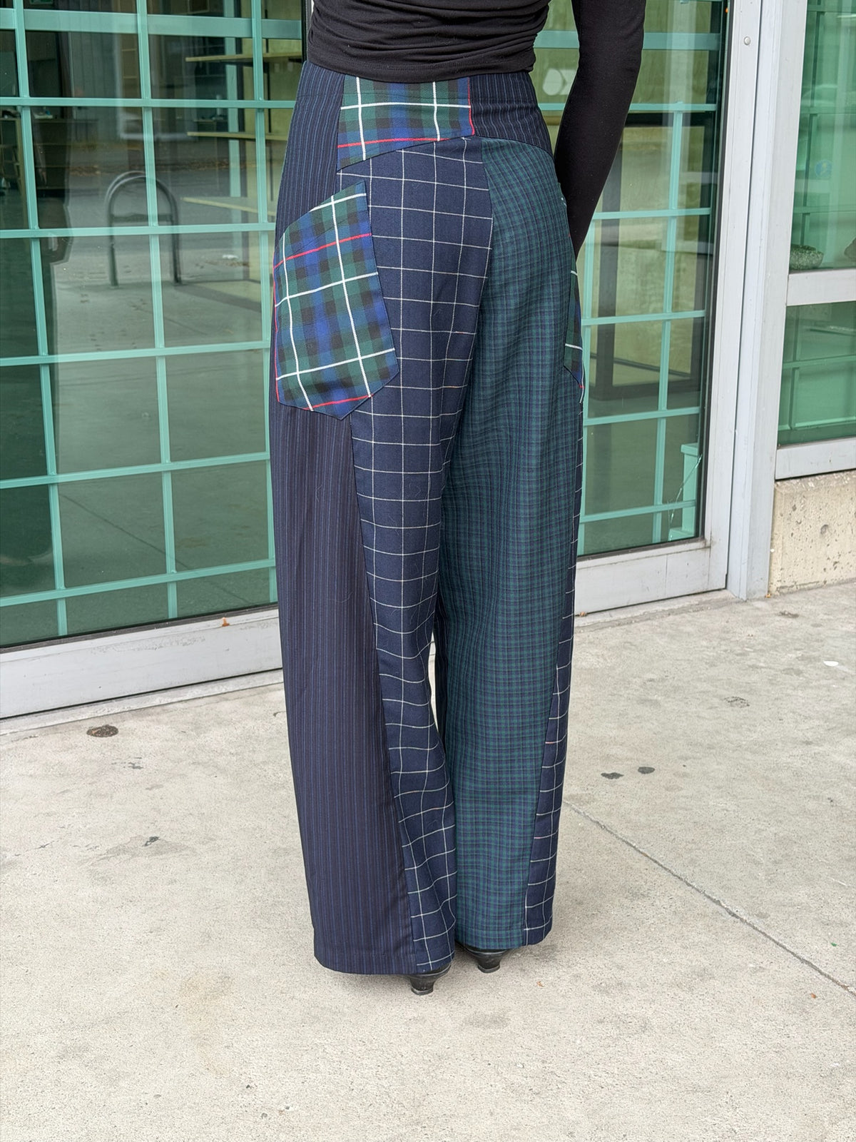 Baggy Pant – Wool Plaid Suiting in Navy & Green