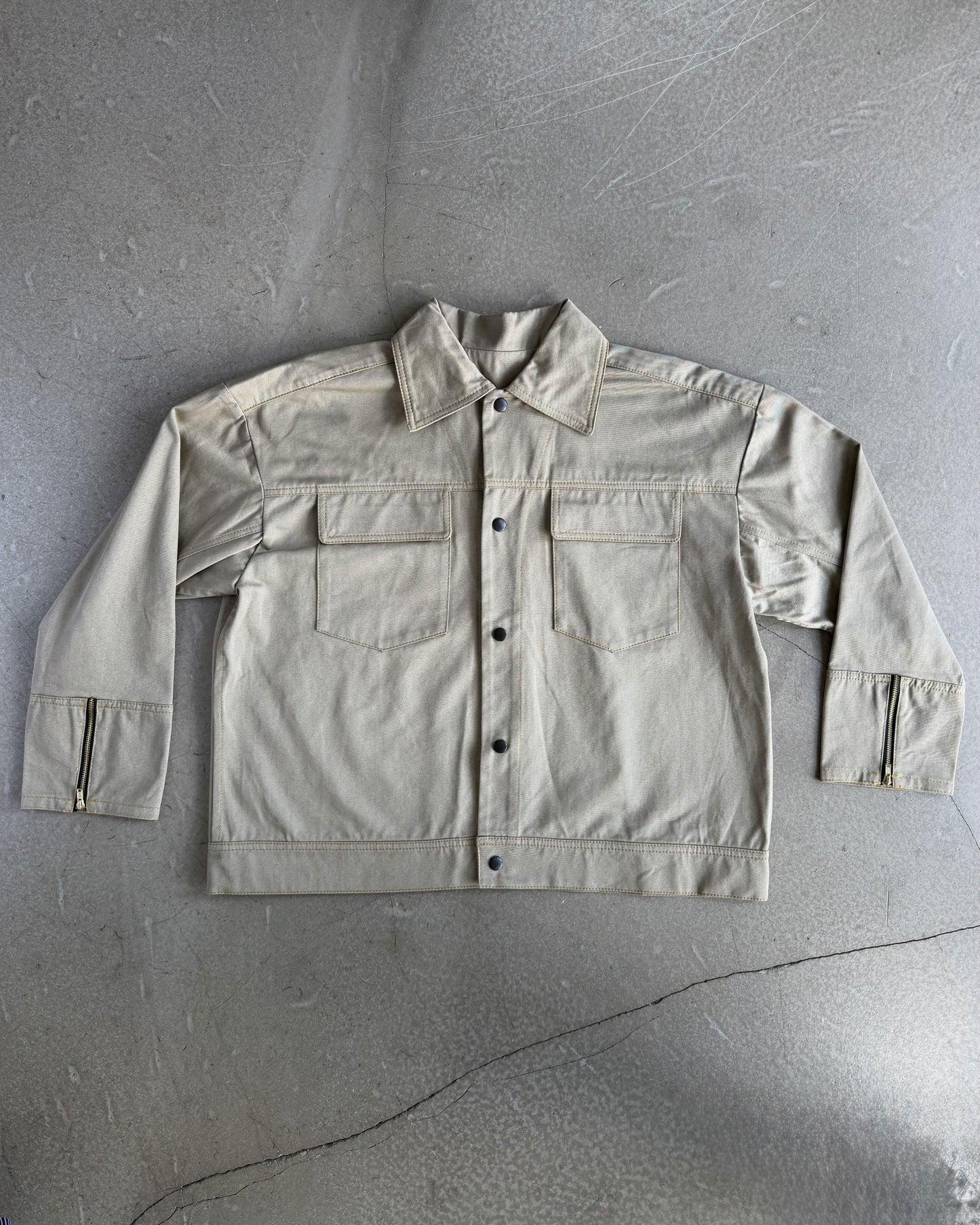 Camel Solid Cotton Jacket