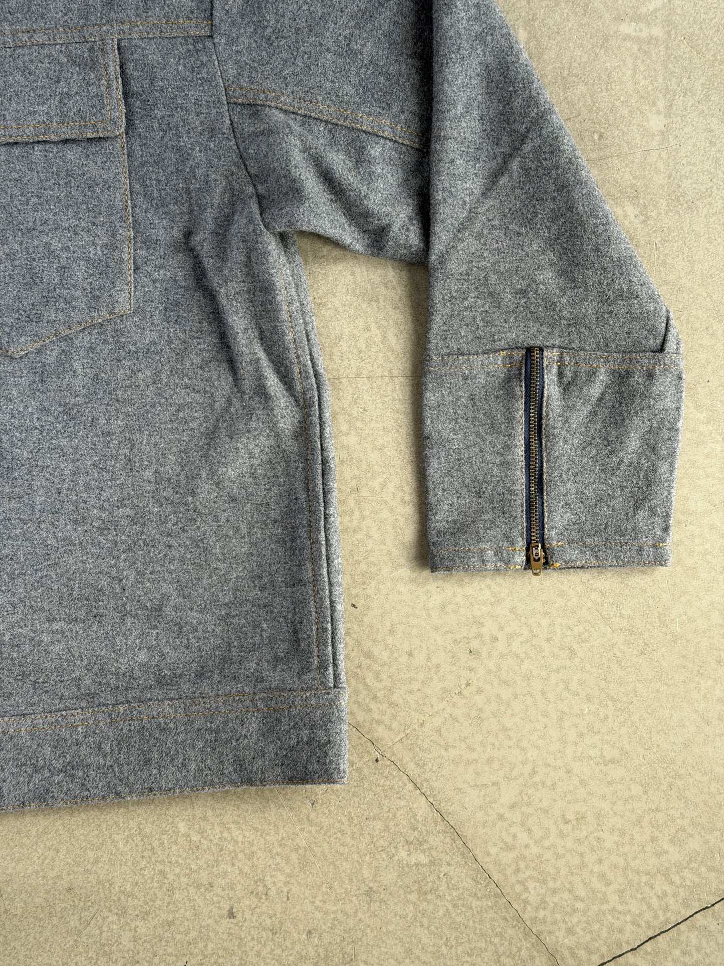Grey & Plaid Solid Wool Jacket