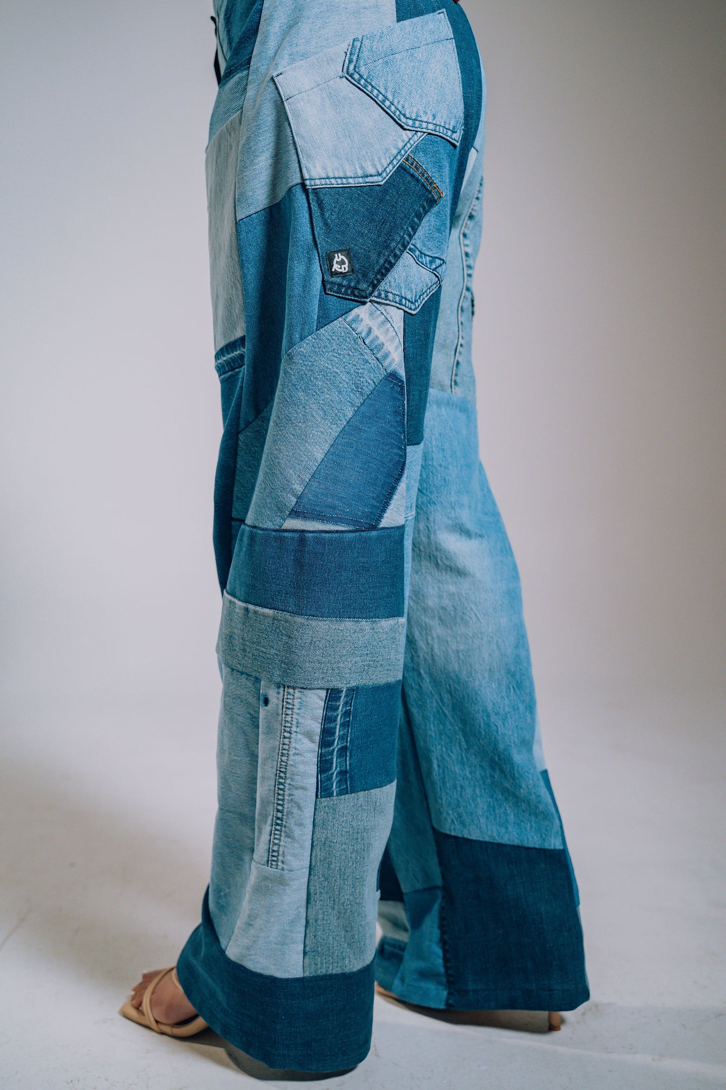 Patchwork Denim Baggy Pant – Blue Denim Mix