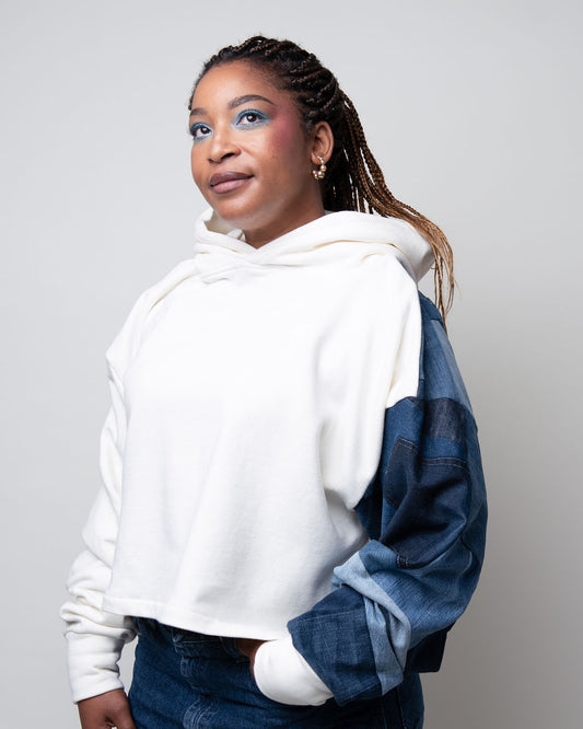 Denim Classic Cropped Hoodie