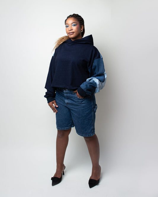 Navy Days Cropped Hoodie