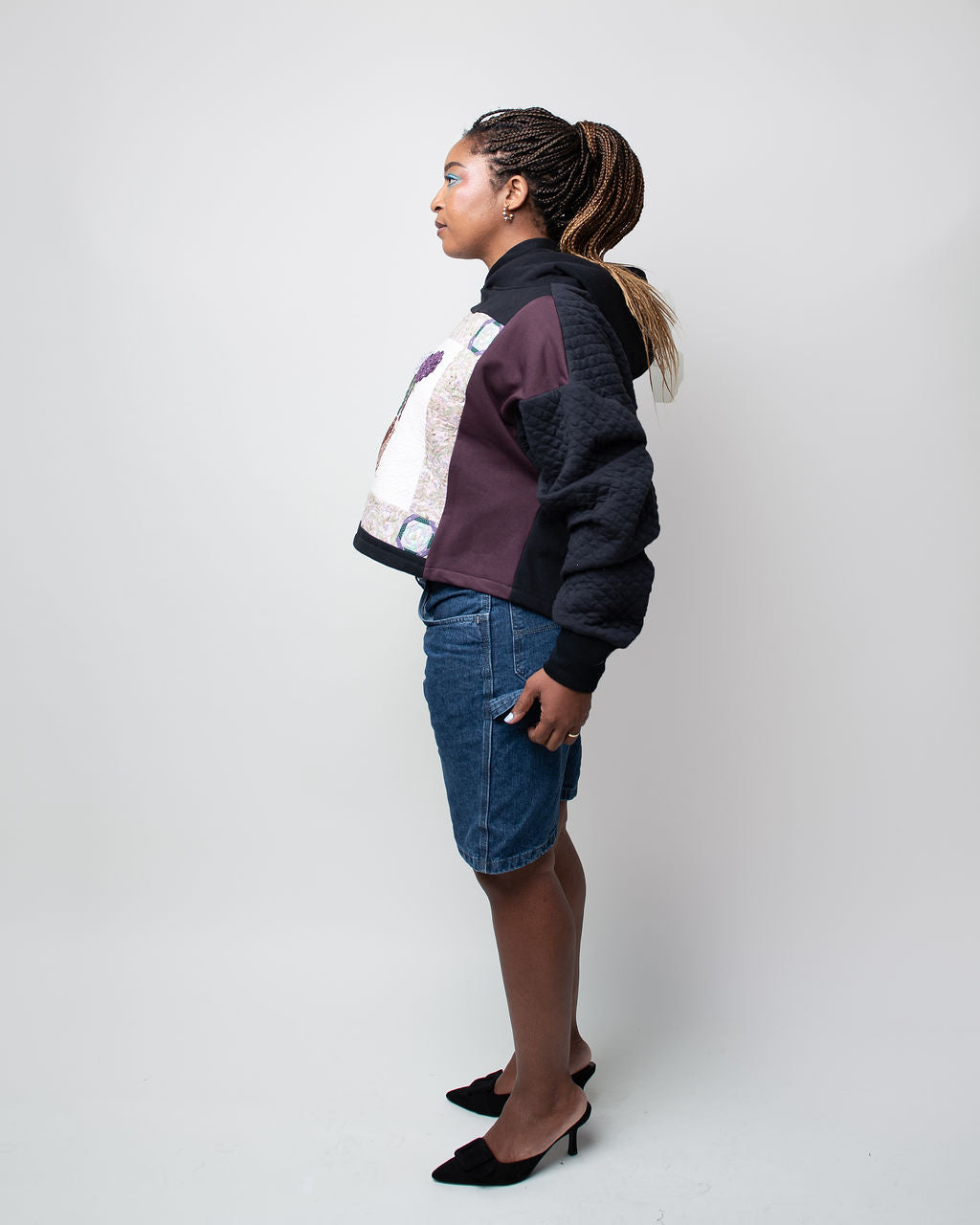 Quilted Basket Cropped Hoodie