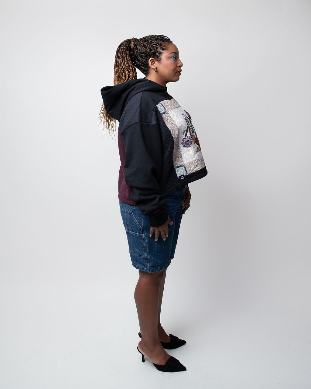 Quilted Basket Cropped Hoodie