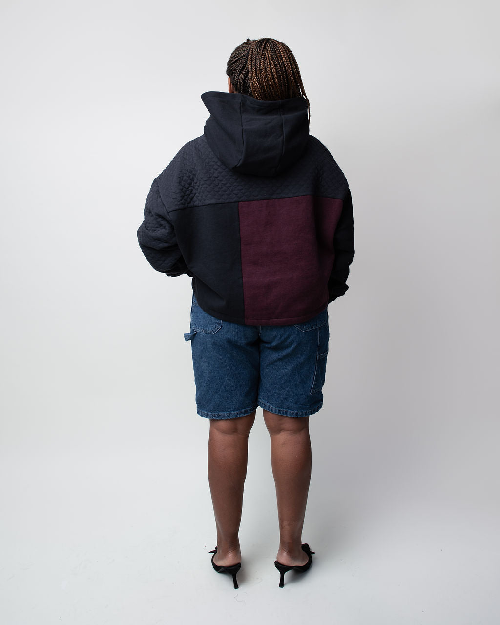 Quilted Basket Cropped Hoodie