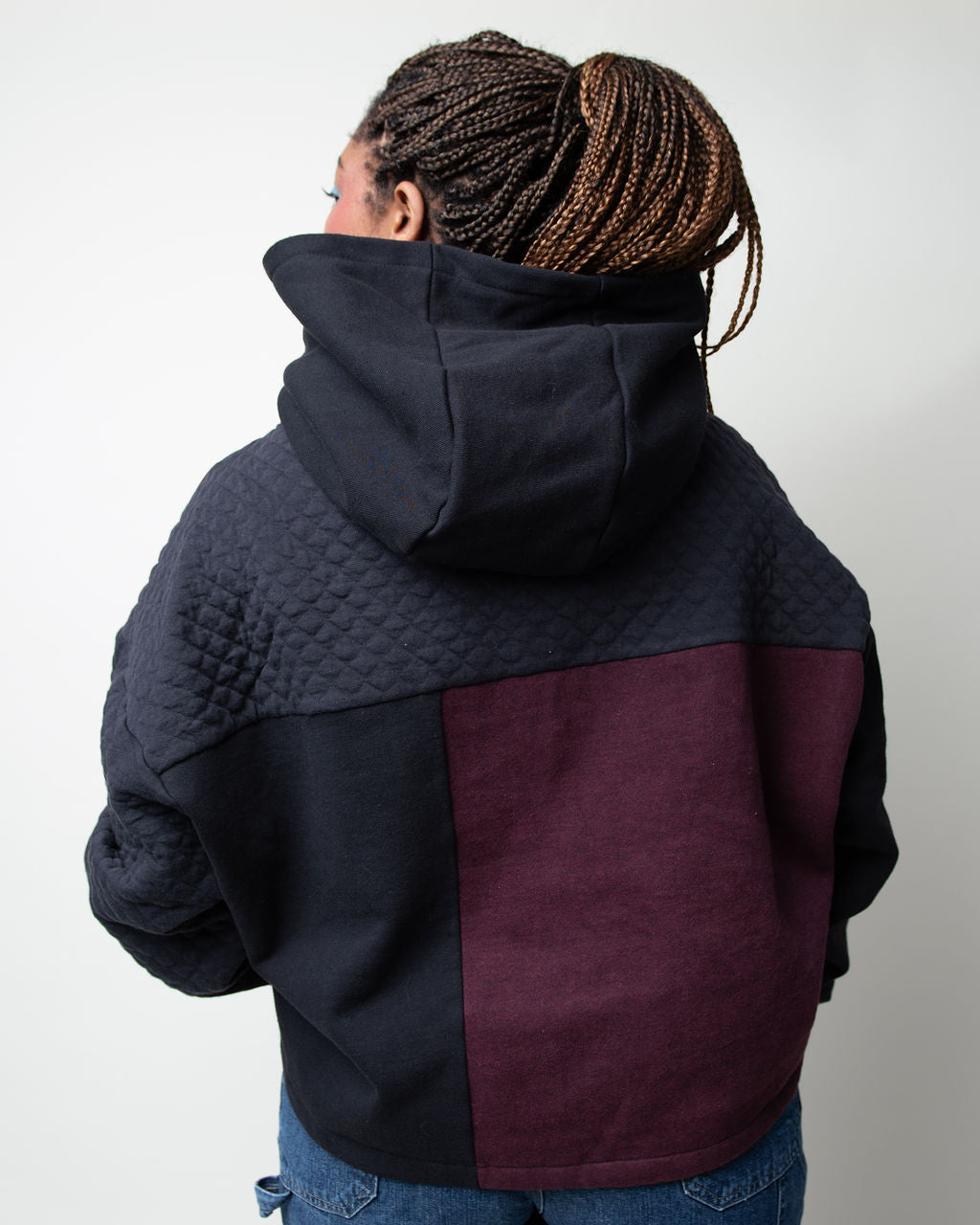 Quilted Basket Cropped Hoodie