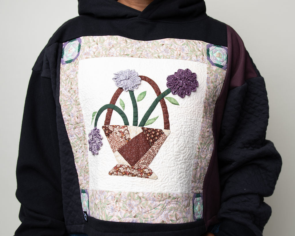 Quilted Basket Cropped Hoodie