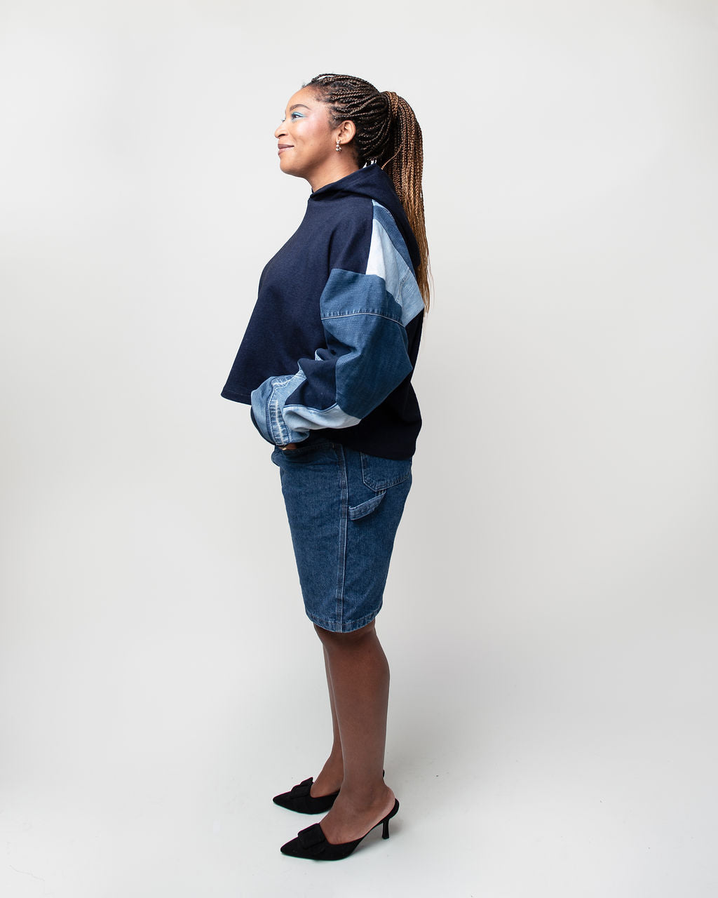 Denim Oceans Cropped Hoodie