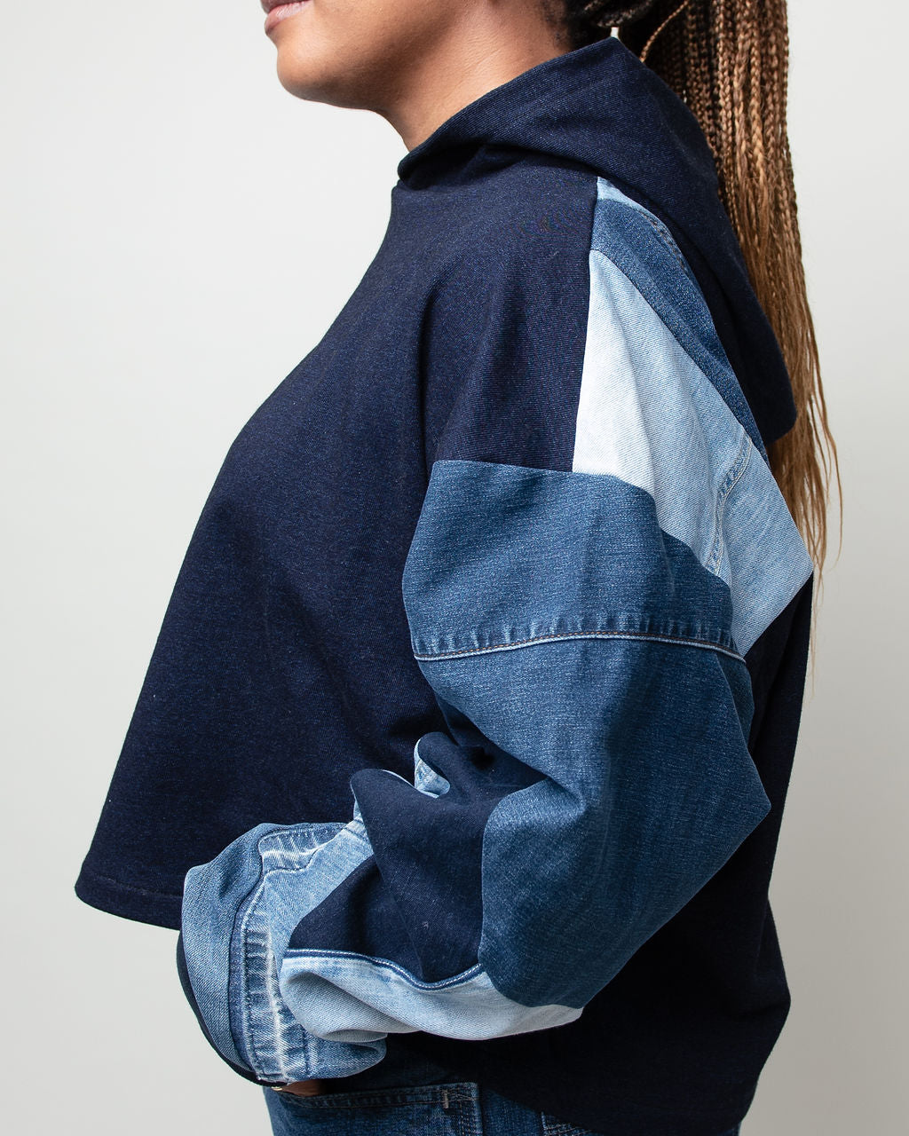 Denim Oceans Cropped Hoodie