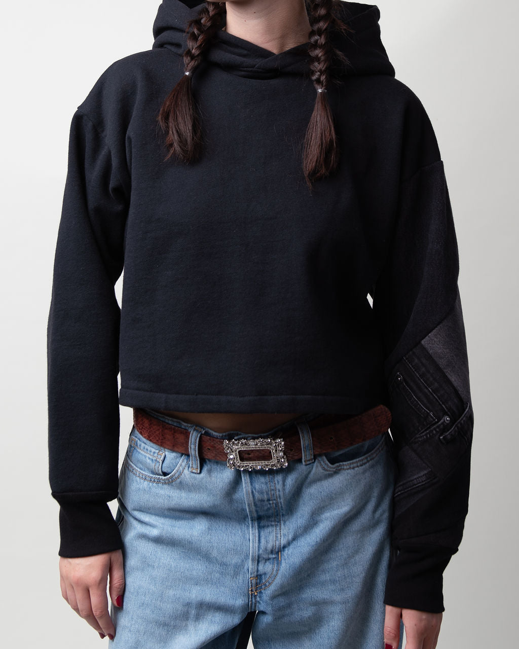 All Black Cropped Hoodie