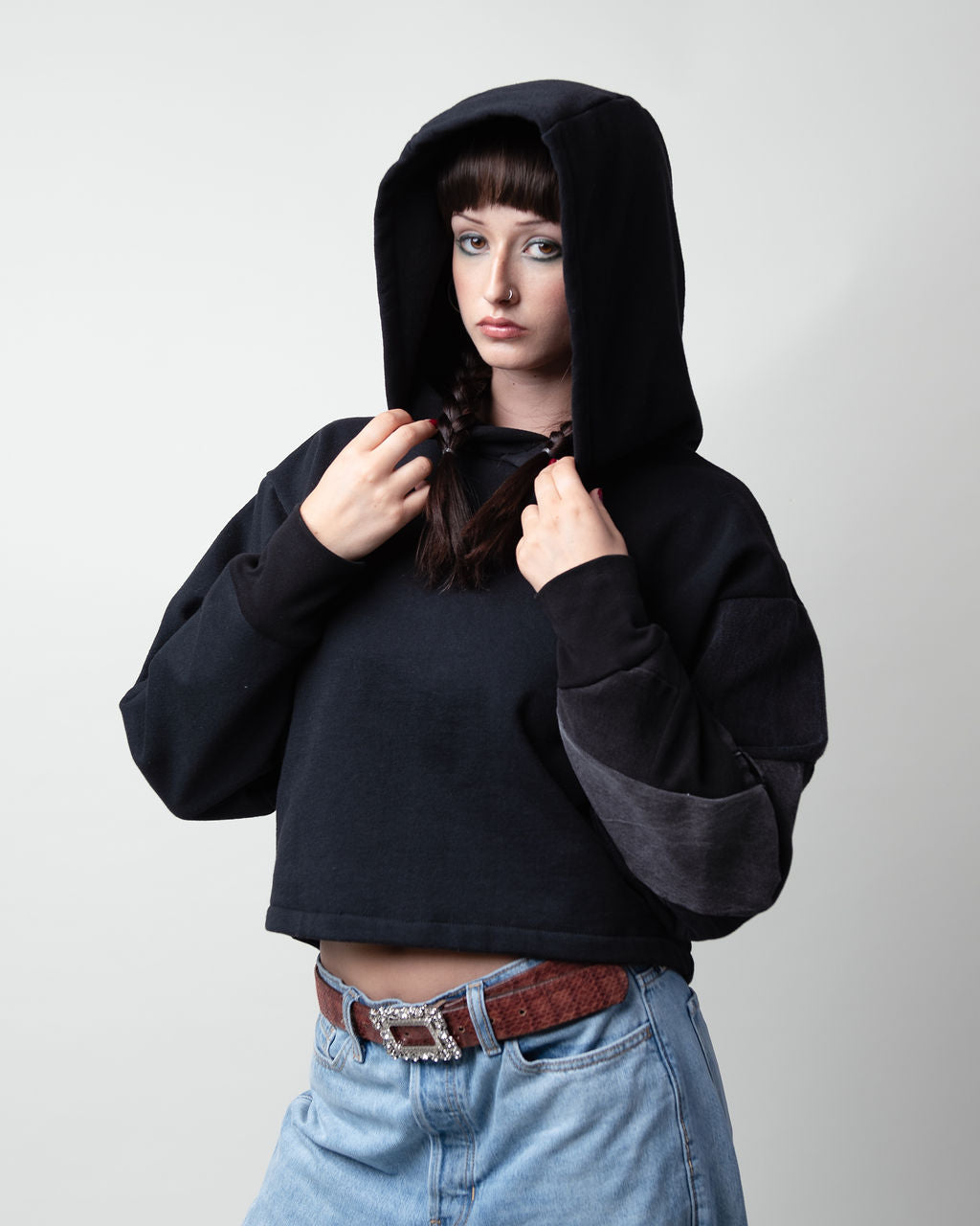 All Black Cropped Hoodie