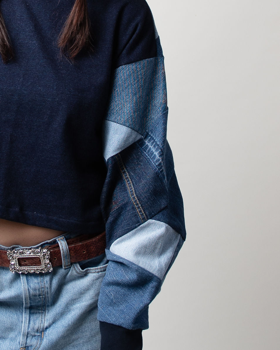 Denim Days Cropped Hoodie