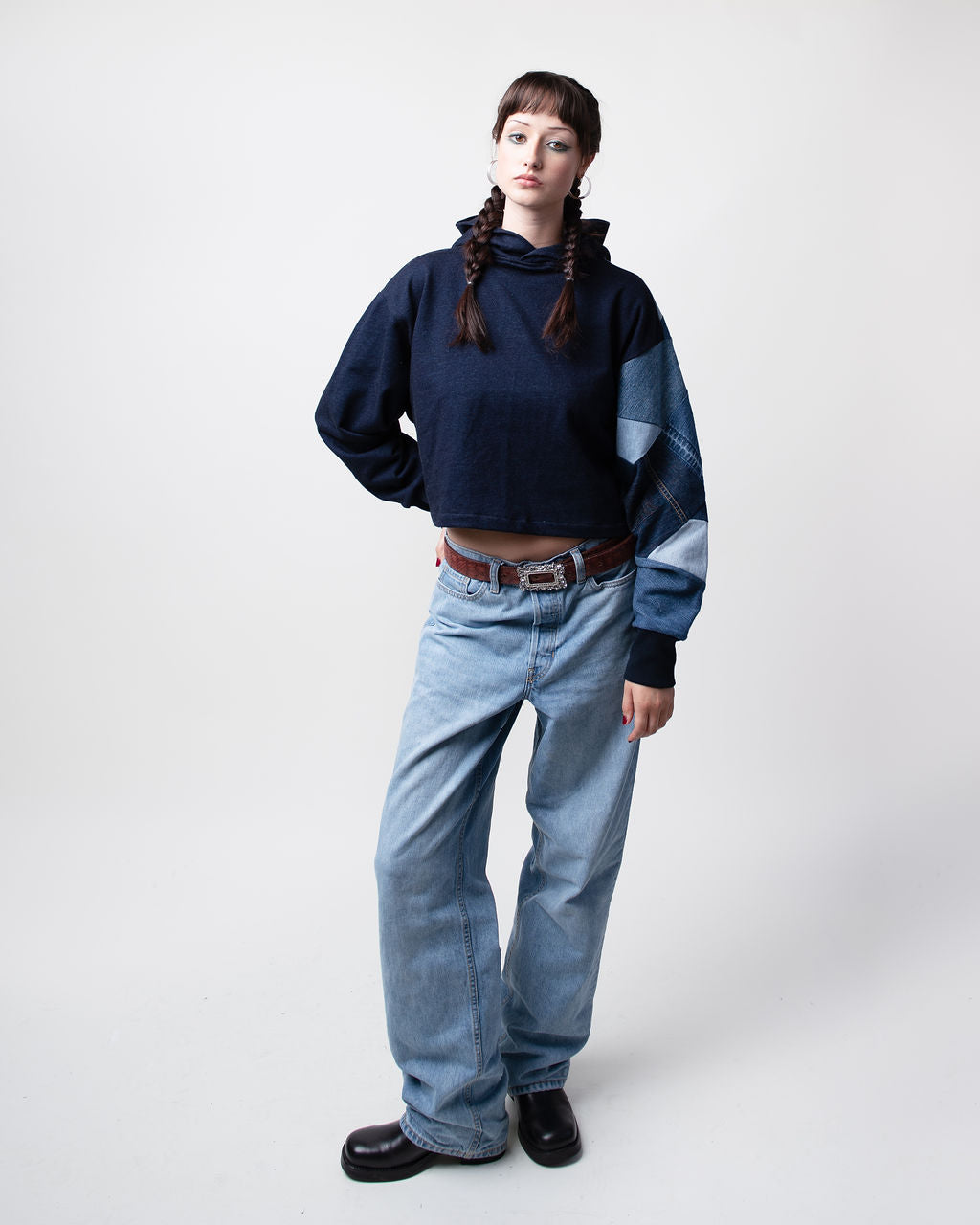 Denim Days Cropped Hoodie