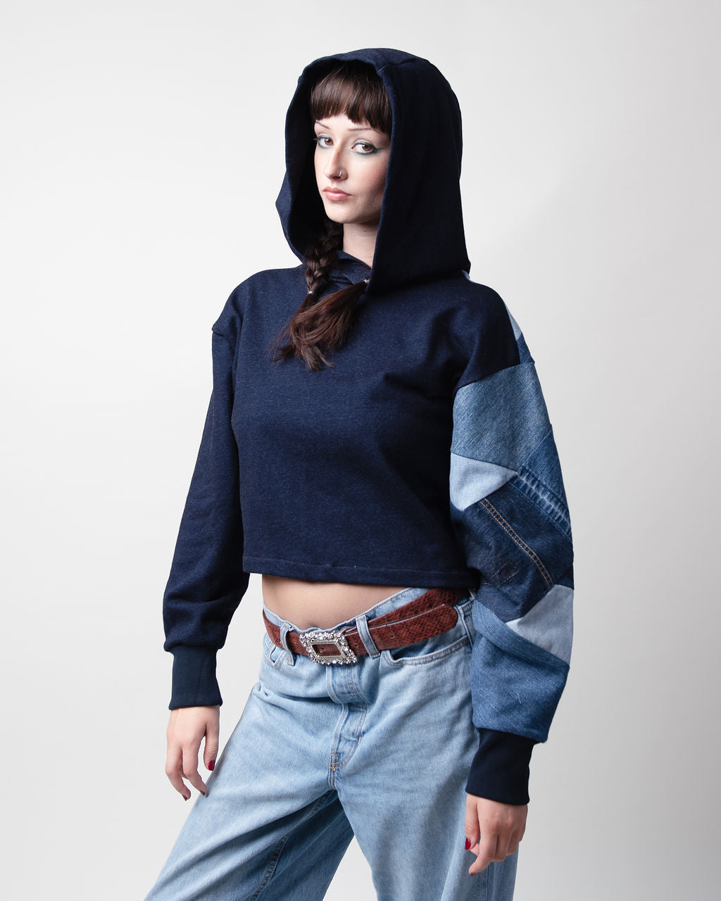 Denim Days Cropped Hoodie