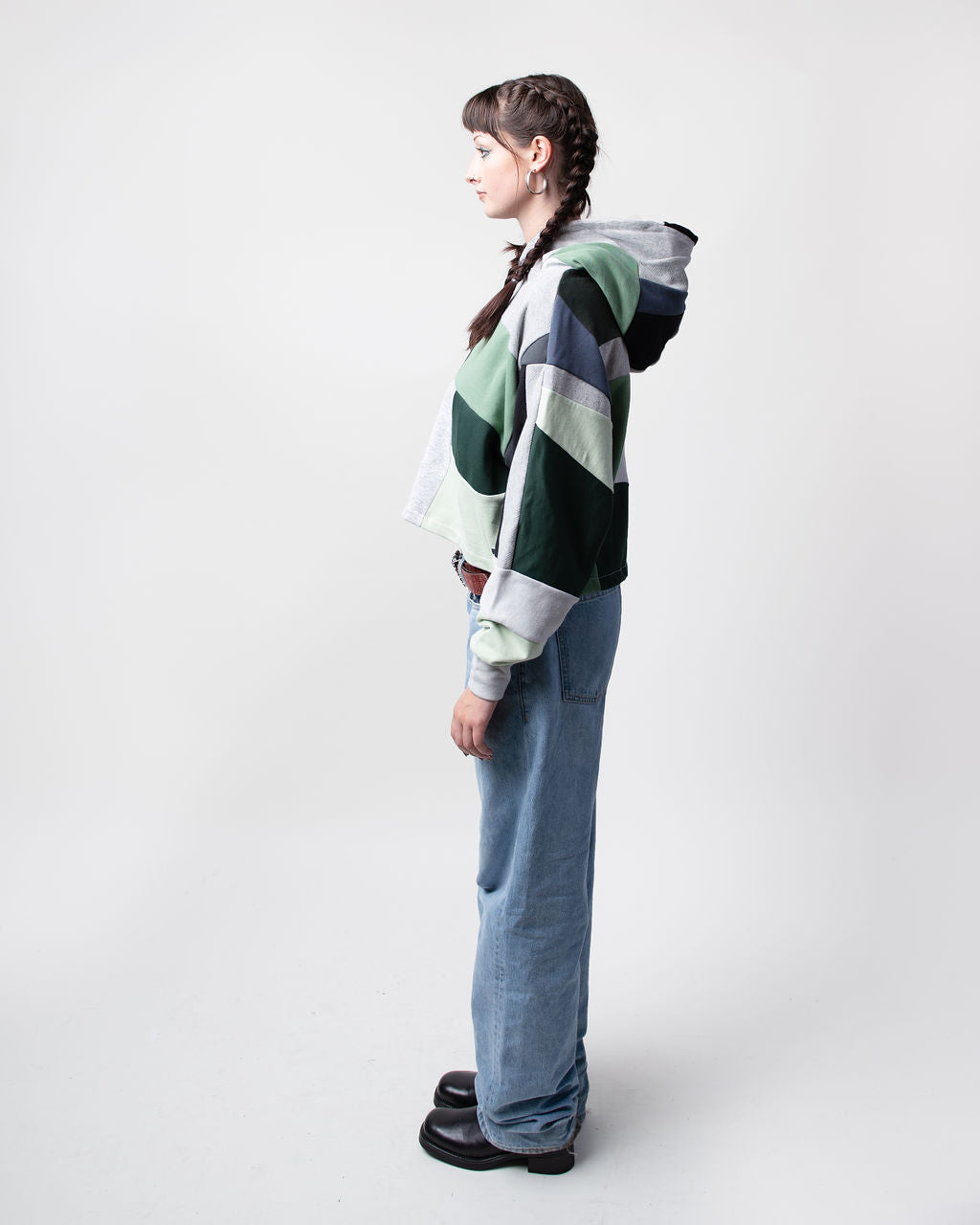Morning Dew Full Scrapwork Cropped Hoodie - Upcycled One-of-One