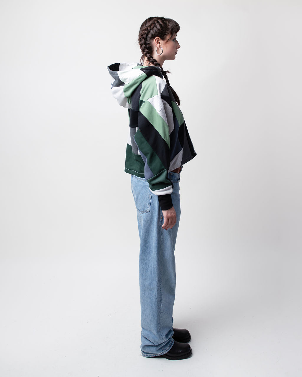 Morning Dew Full Scrapwork Cropped Hoodie - Upcycled One-of-One