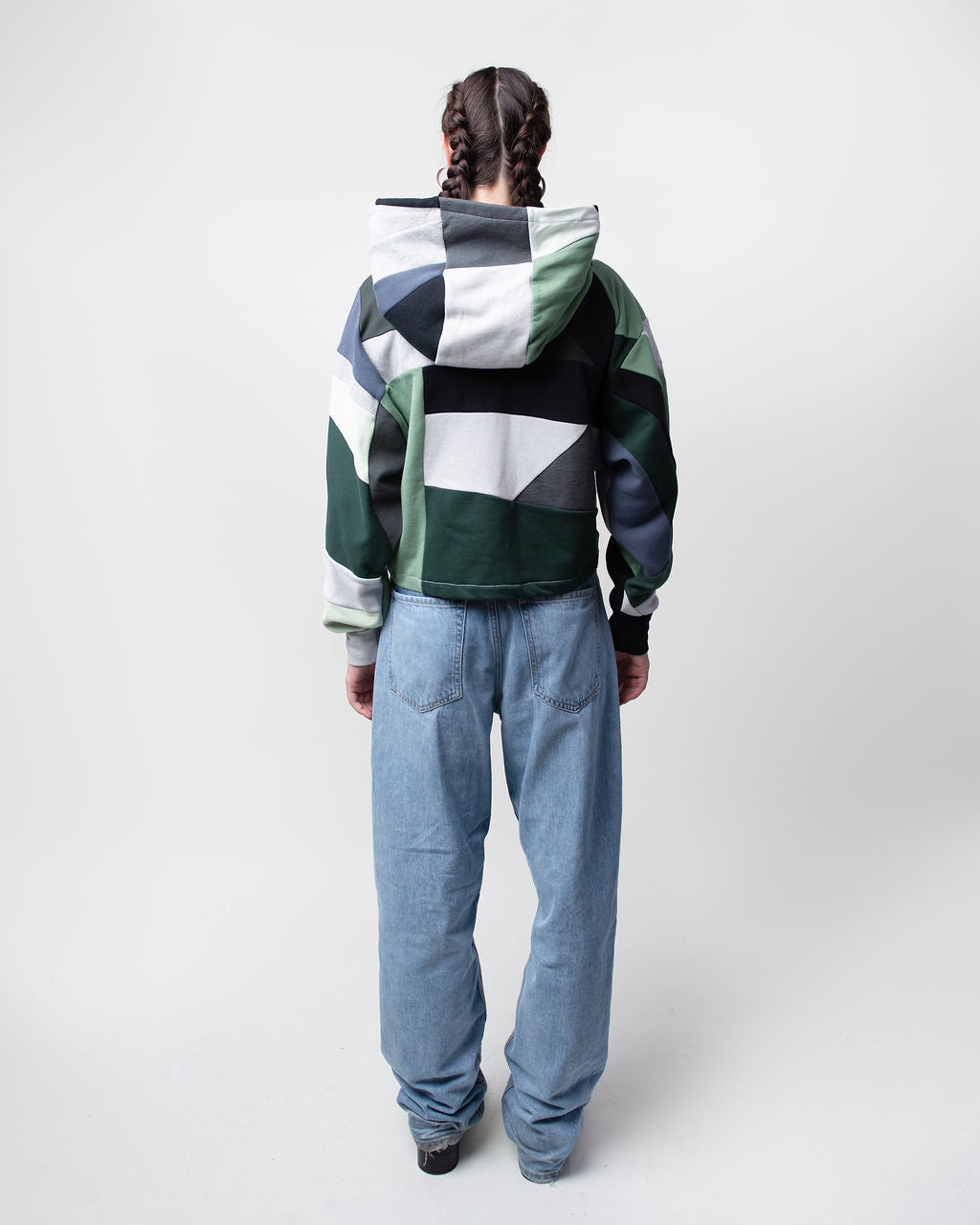 Morning Dew Full Scrapwork Cropped Hoodie - Upcycled One-of-One