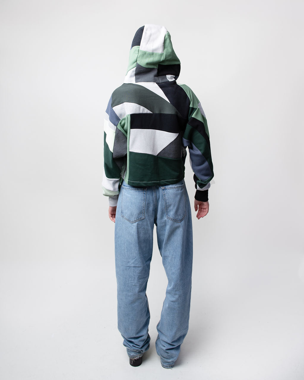 Morning Dew Full Scrapwork Cropped Hoodie - Upcycled One-of-One