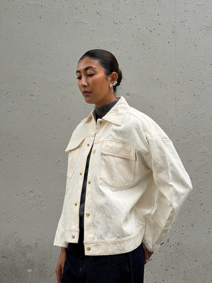 Cream Jacquard Cotton Jacket