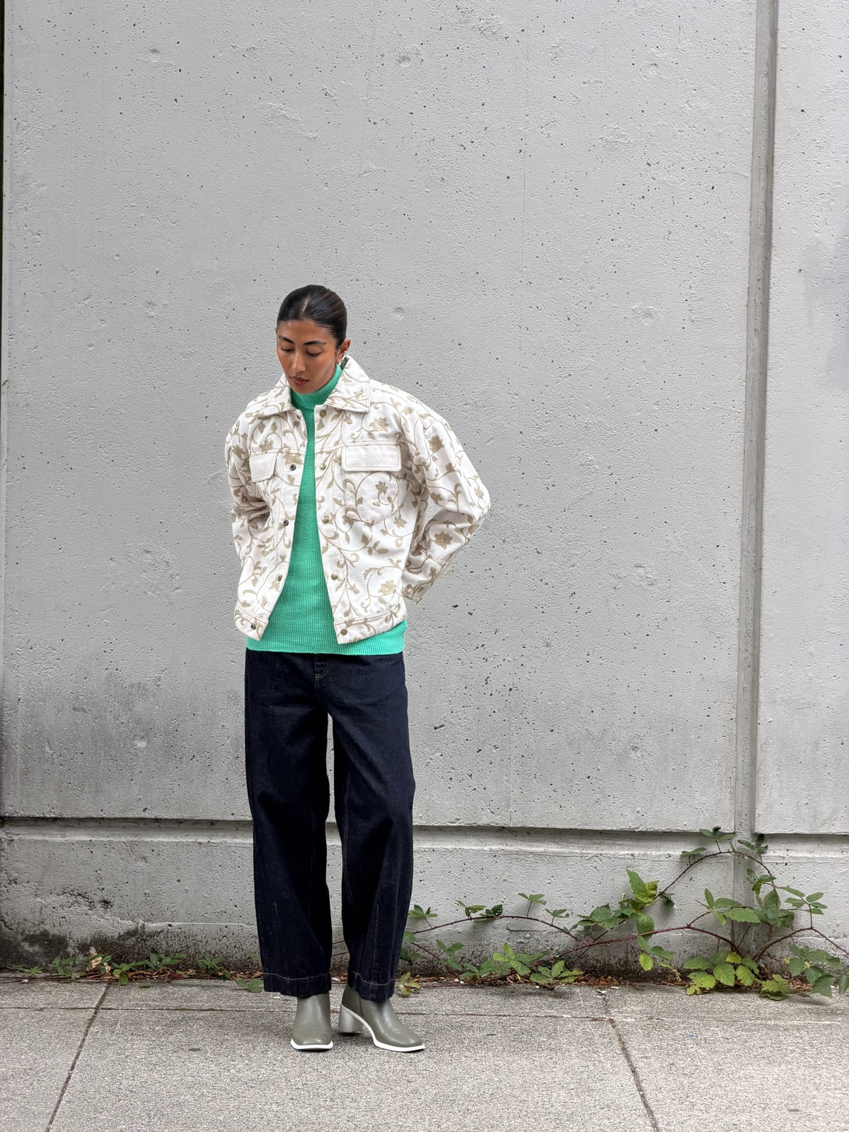 White & Grey Floral Jacket