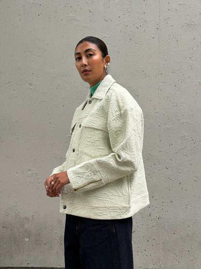 Sage Floral Jacquard Cotton Jacket