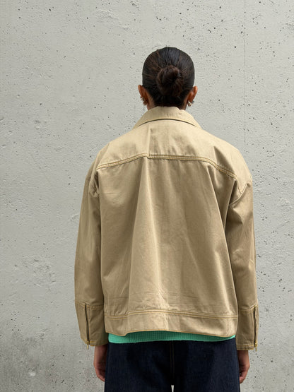 Camel Solid Cotton Jacket