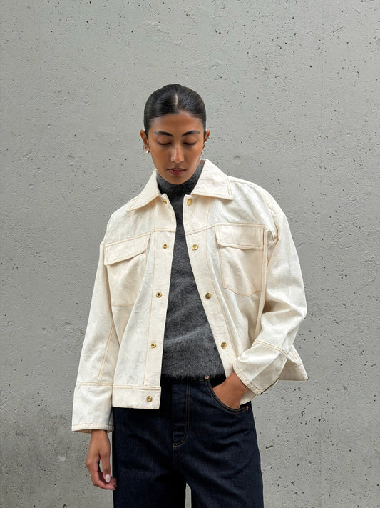 Cream Jacquard Cotton Jacket