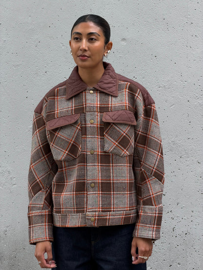 Brown Plaid Wool Jacket