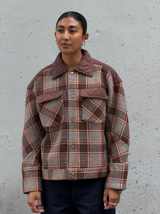 Brown Plaid Wool Jacket