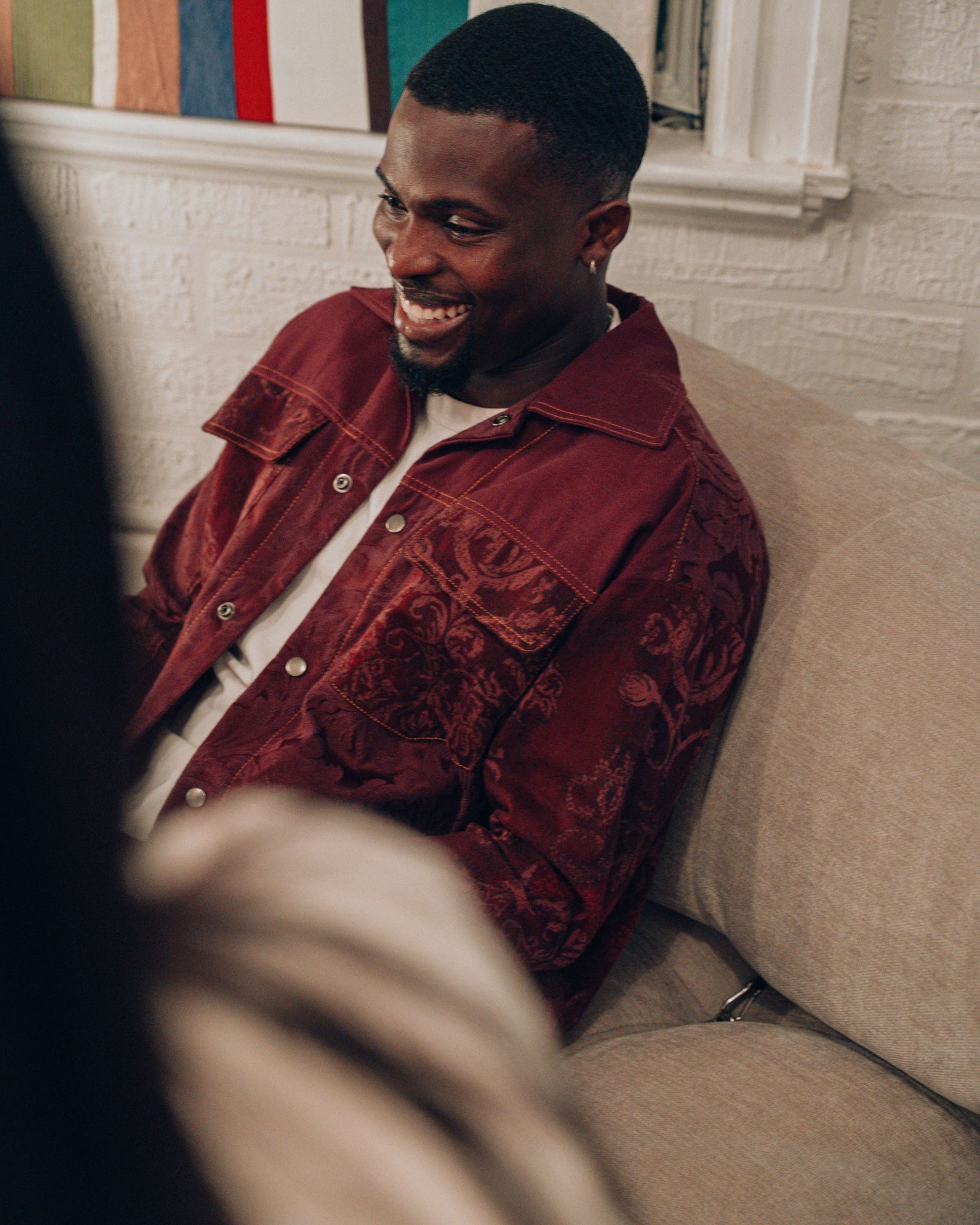 Burgundy Solid Cotton Jacket