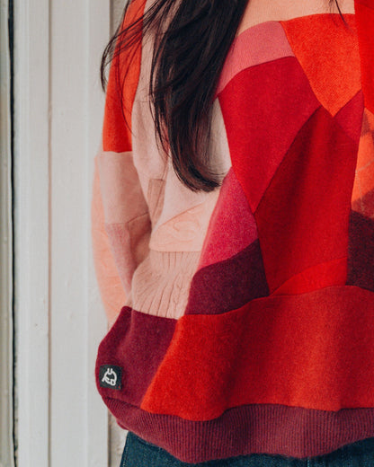 Black Multi Scrapwork Cashmere Crew Sweater
