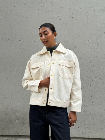 Cream Jacquard Cotton Jacket
