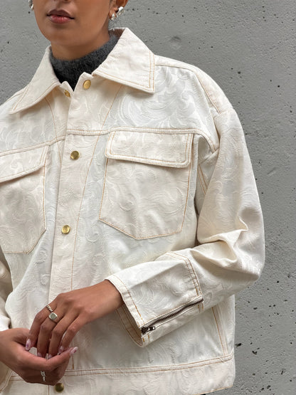 Cream Jacquard Cotton Jacket