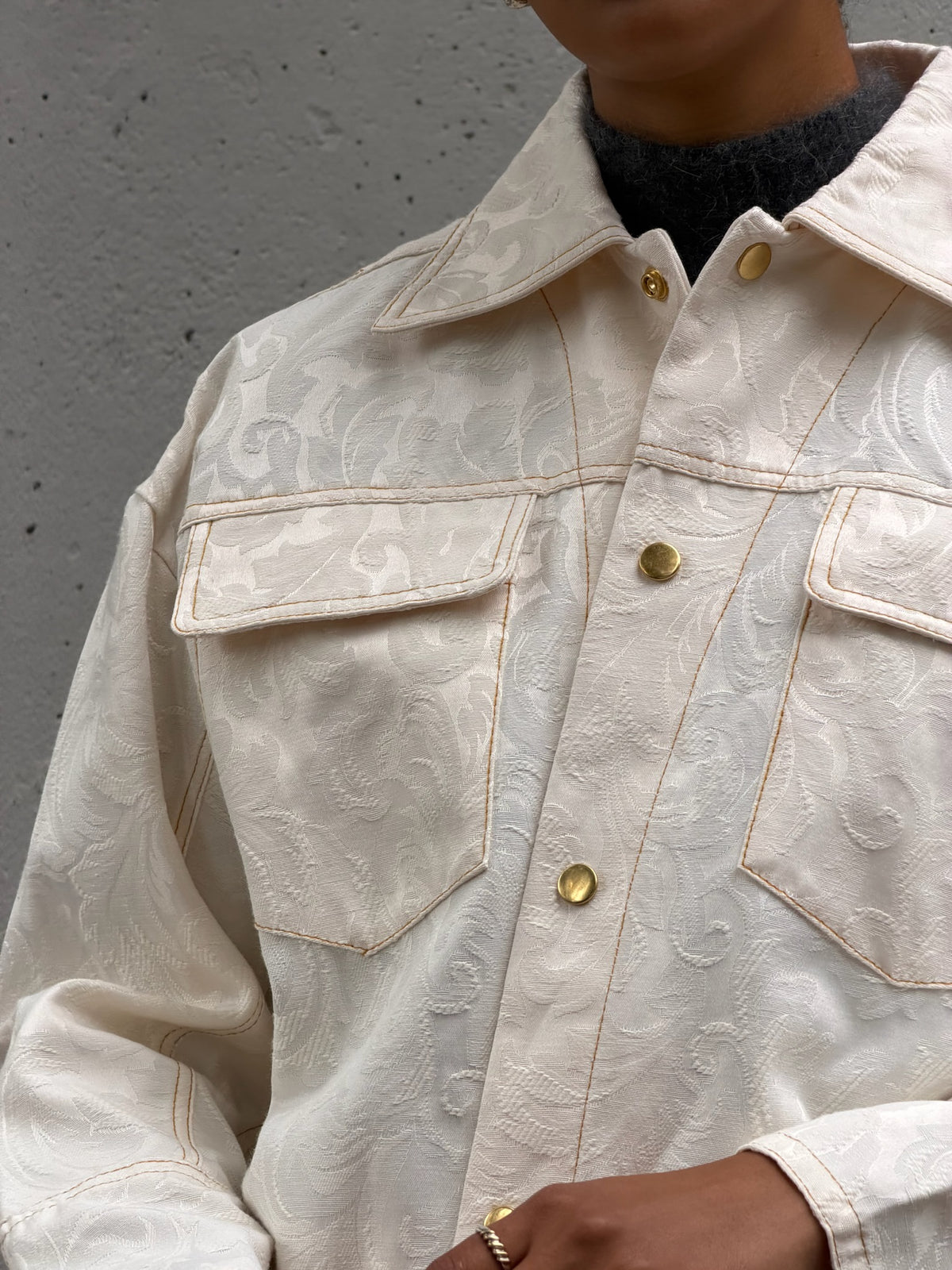 Cream Jacquard Cotton Jacket