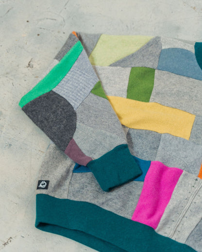 Grey Multi Scrapwork Cashmere Crew Sweater