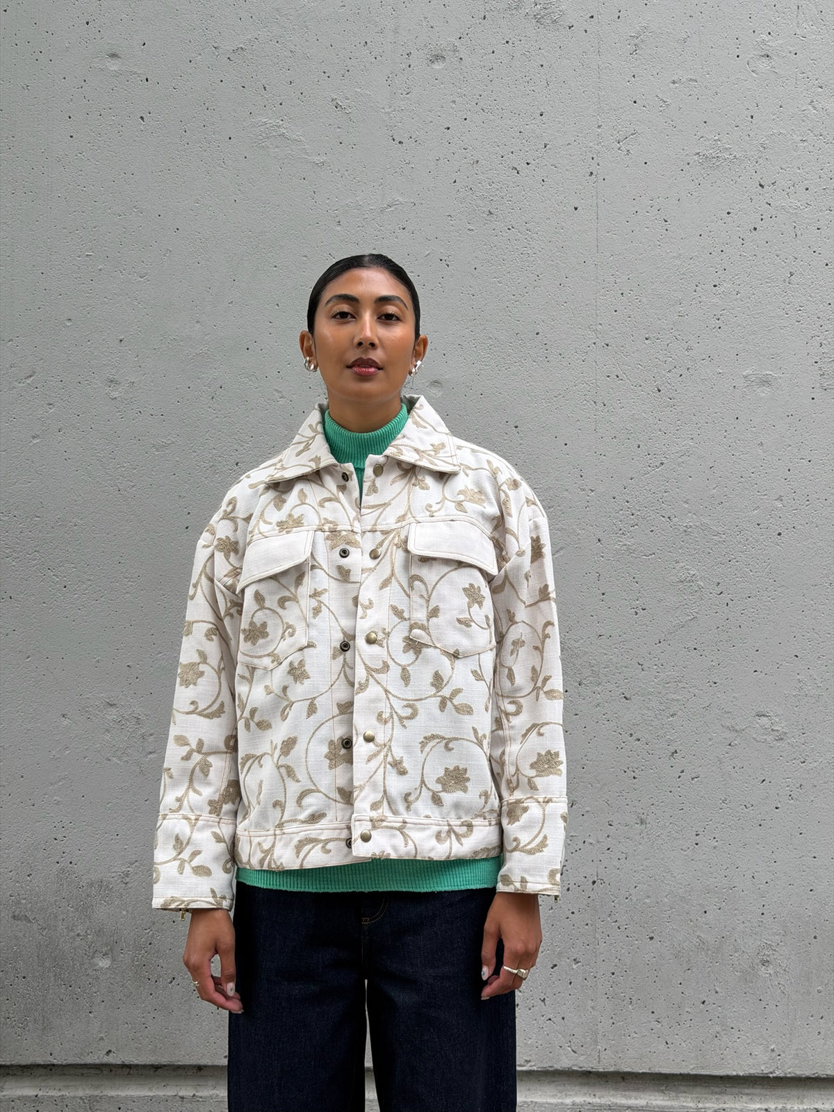 White & Grey Floral Jacket