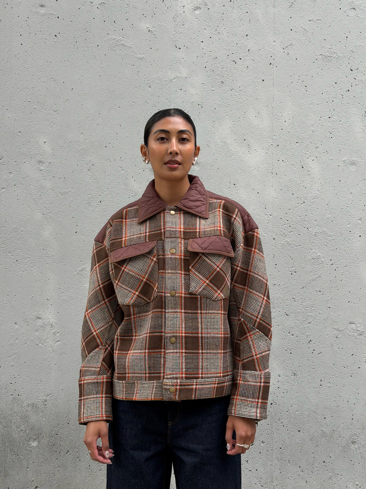 Brown Plaid Wool Jacket