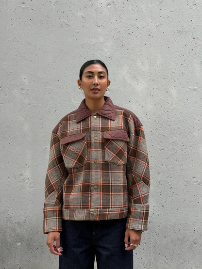 Brown Plaid Wool Jacket