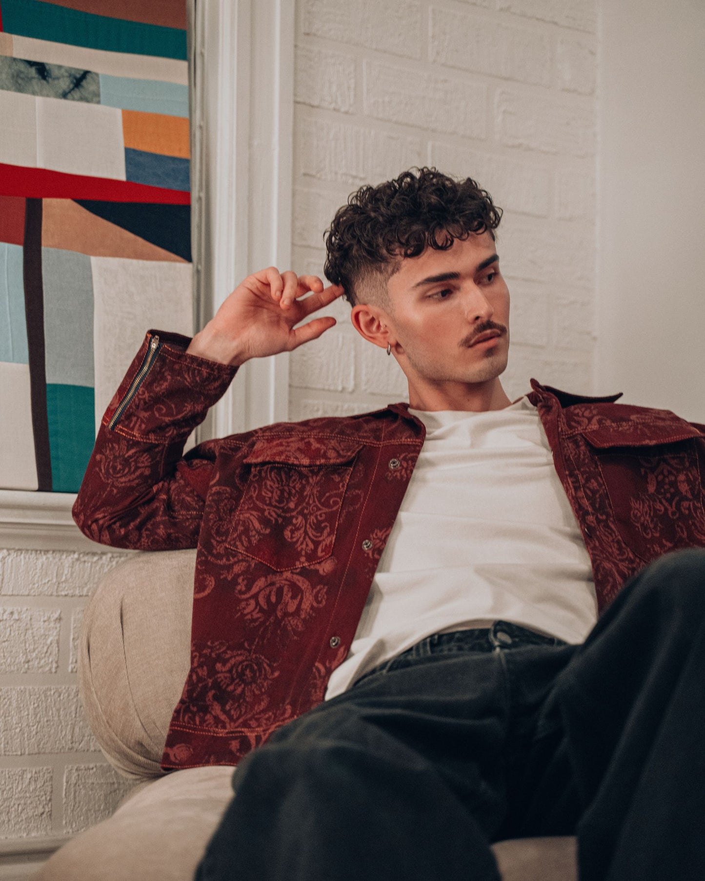 Burgundy Solid Cotton Jacket