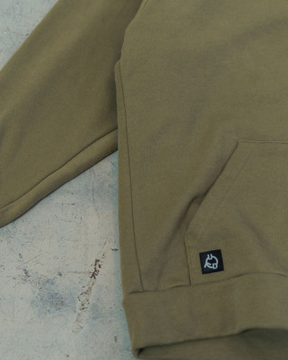 Olive Patchwork Sleeve Hoodie