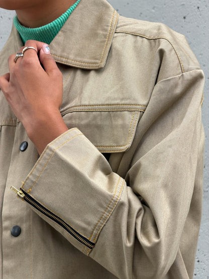 Camel Solid Cotton Jacket