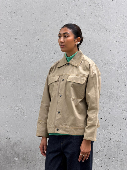 Camel Solid Cotton Jacket