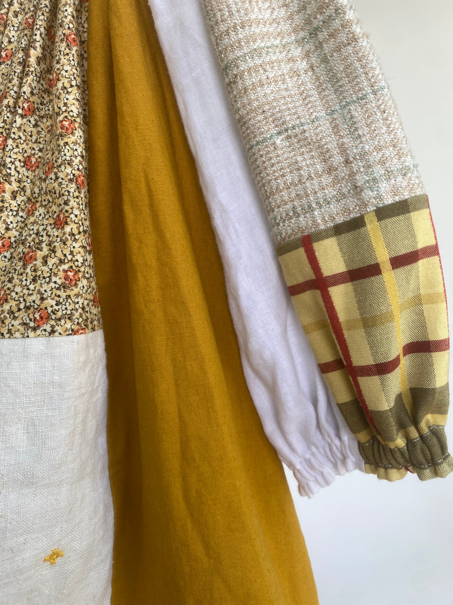 Yellow Multi Patchwork Cotton Mix Off-shoulder Dress L