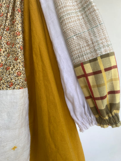 Yellow Multi Patchwork Cotton Mix Off-shoulder Dress L