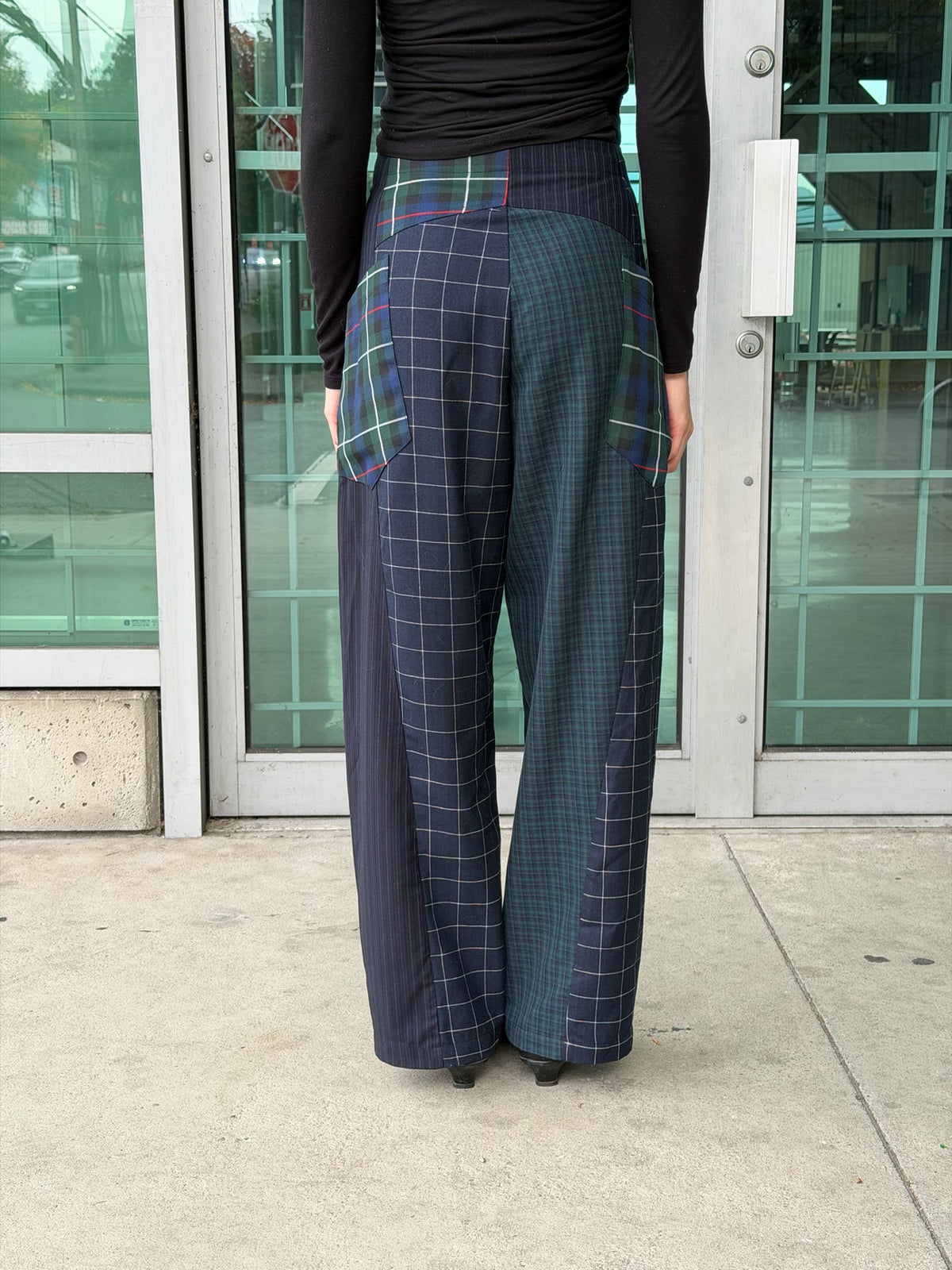 Baggy Pant – Wool Plaid Suiting in Navy & Green
