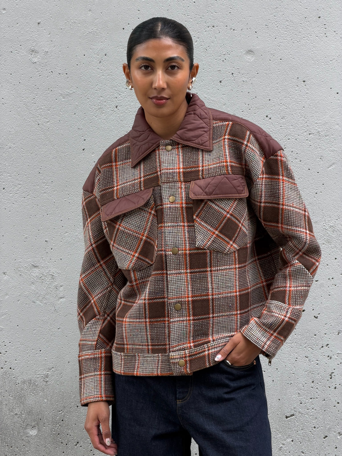 Brown Plaid Wool Jacket