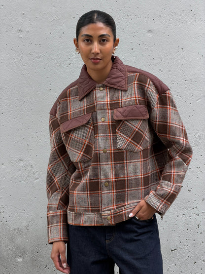Brown Plaid Wool Jacket
