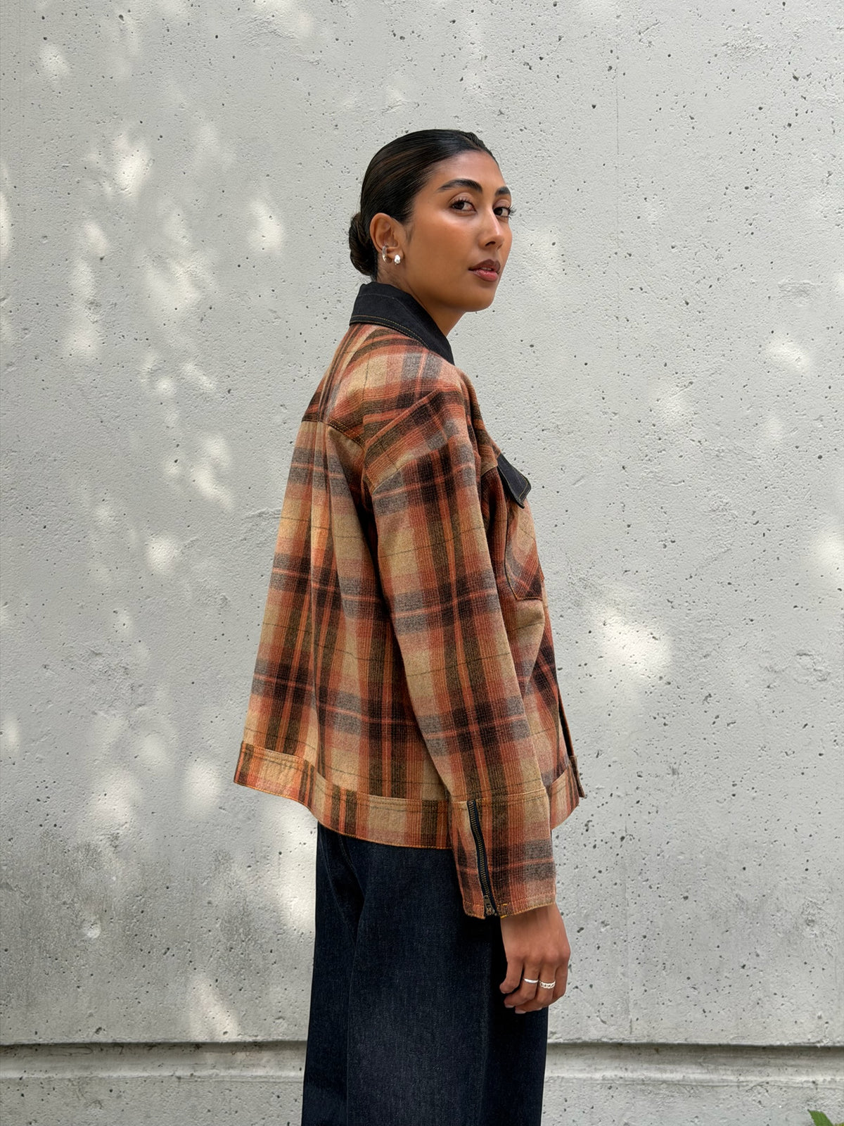 Black & Brown Plaid Wool Jacket