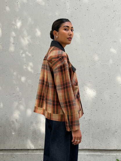 Black & Brown Plaid Wool Jacket