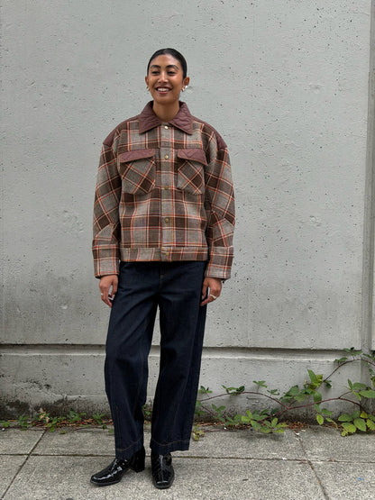 Brown Plaid Wool Jacket